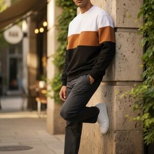 SHEIN Men's Color-Block Crewneck Sweater